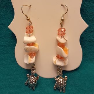 Beaded shells w/ turtle charm earrings